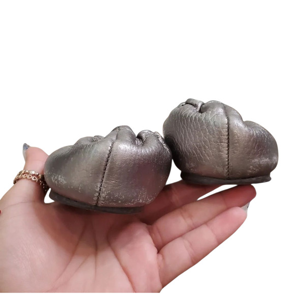 Tory Burch Reva-Metallic Tumbled Leather Ballet Women's Flats Size: 8 - Picture 7 of 9